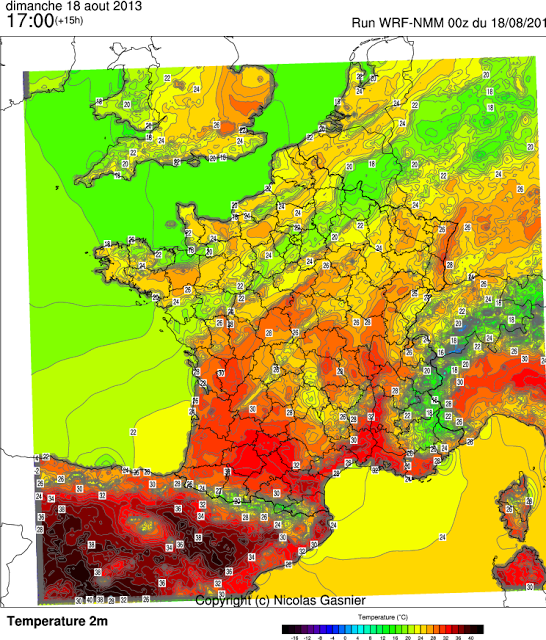 Exemple de carte de grande précision issue du modèle WRF-NMM que nous allons mettre en oeuvre.
